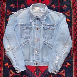 Vintage 70s/80s Wrangler No Fault 126pw Distressed Faded Denim Trucker Jacket